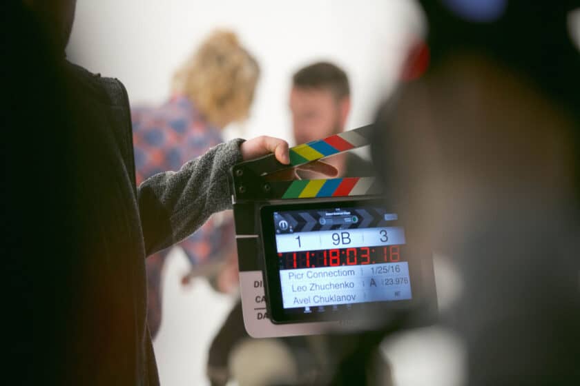 Filming a movie.